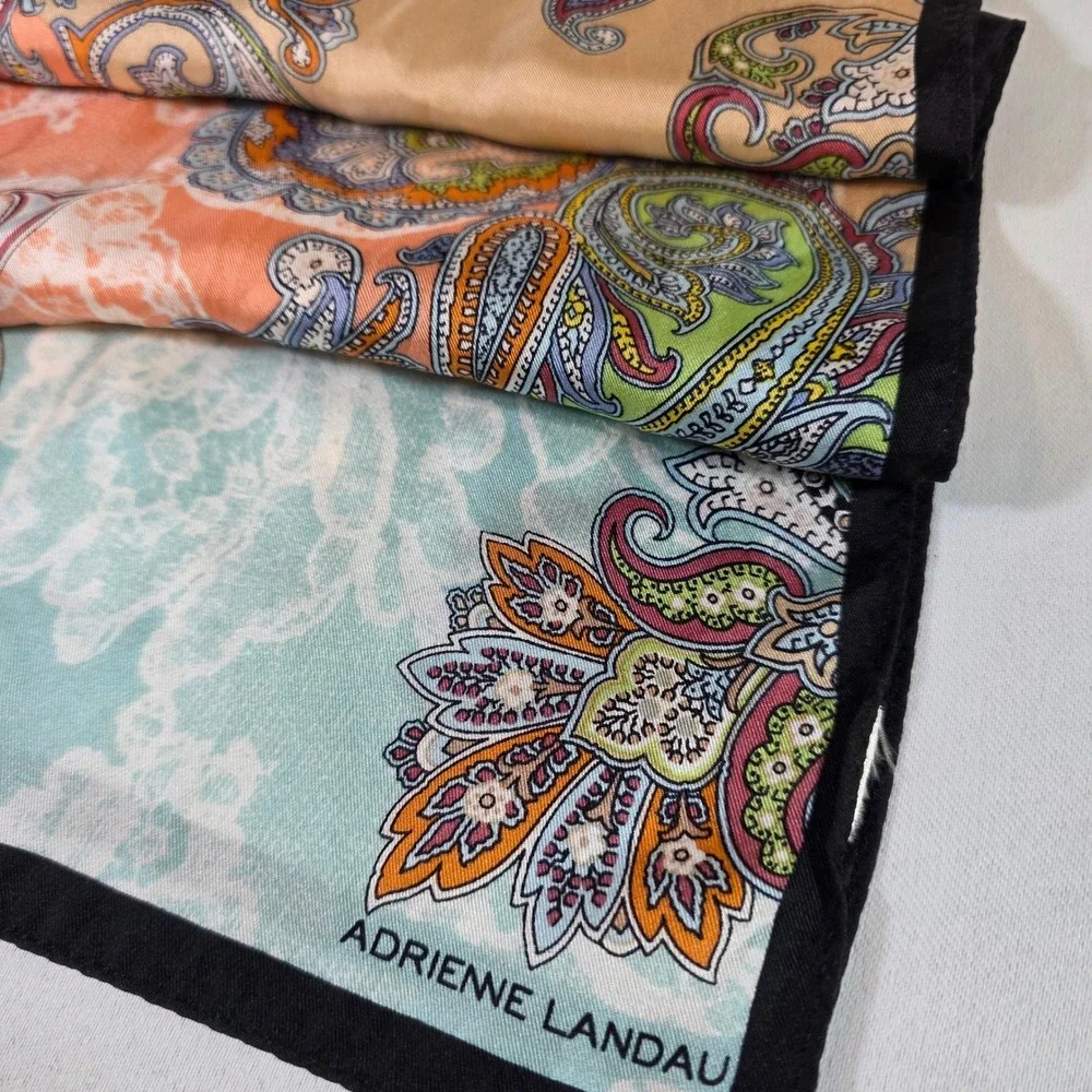 Adrienne Landau Paisley Multicolor Silk Scarf Womens 12